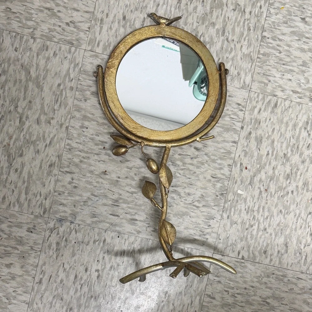 Gold Decorative Wall Mirror with Bird Design